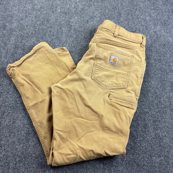 CARHARTT Men’s Relaxed Fit Rugged Canvas Work Utility Pants Hickory Camel  36x30 - Picture 1 of 8